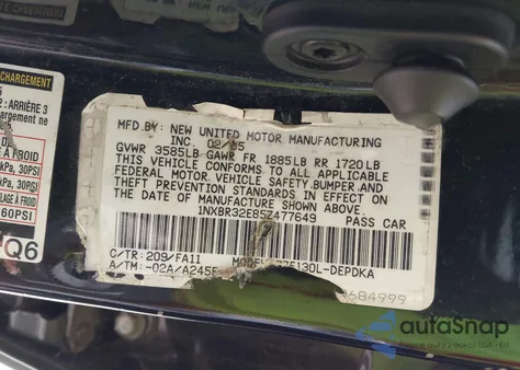 2005 Toyota Corolla Ce/Le/S from USA, damaged, VIN 1NXBR32E85Z477649